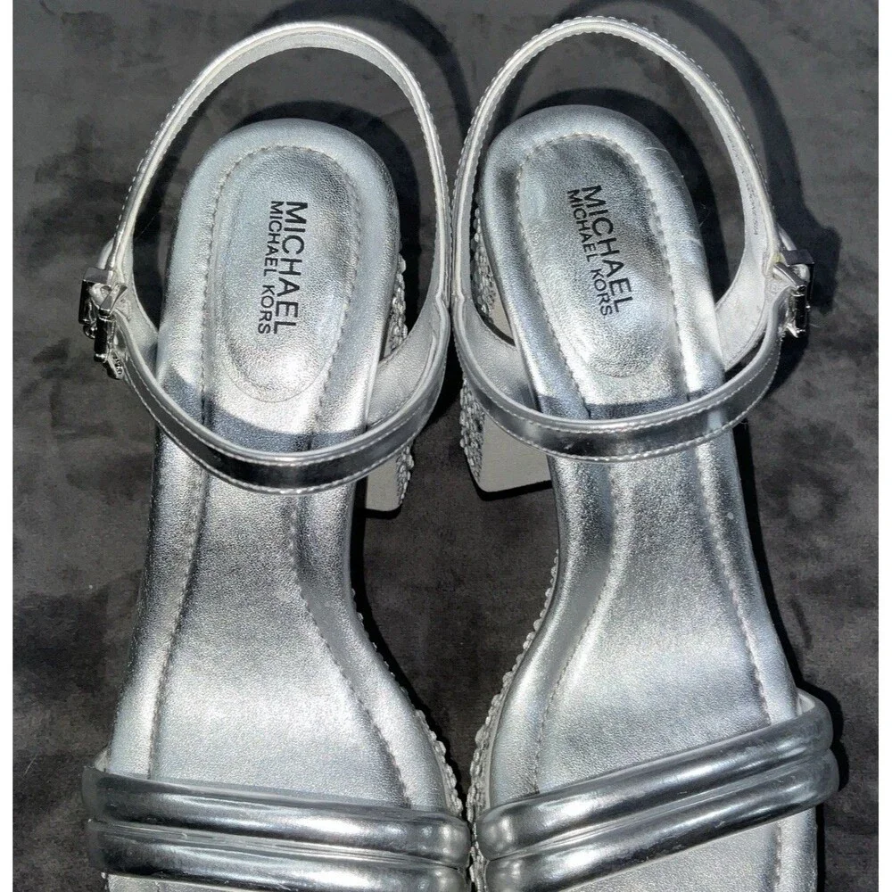 Michael Kors Laci Platform Sandal Silver Size 7M - Picture 8 of 8